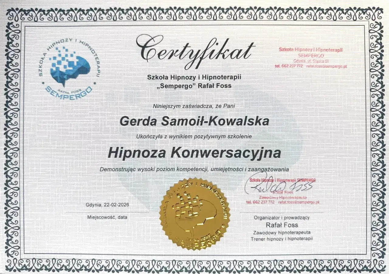 Certyfikat Hipnoza Konwersacyjna